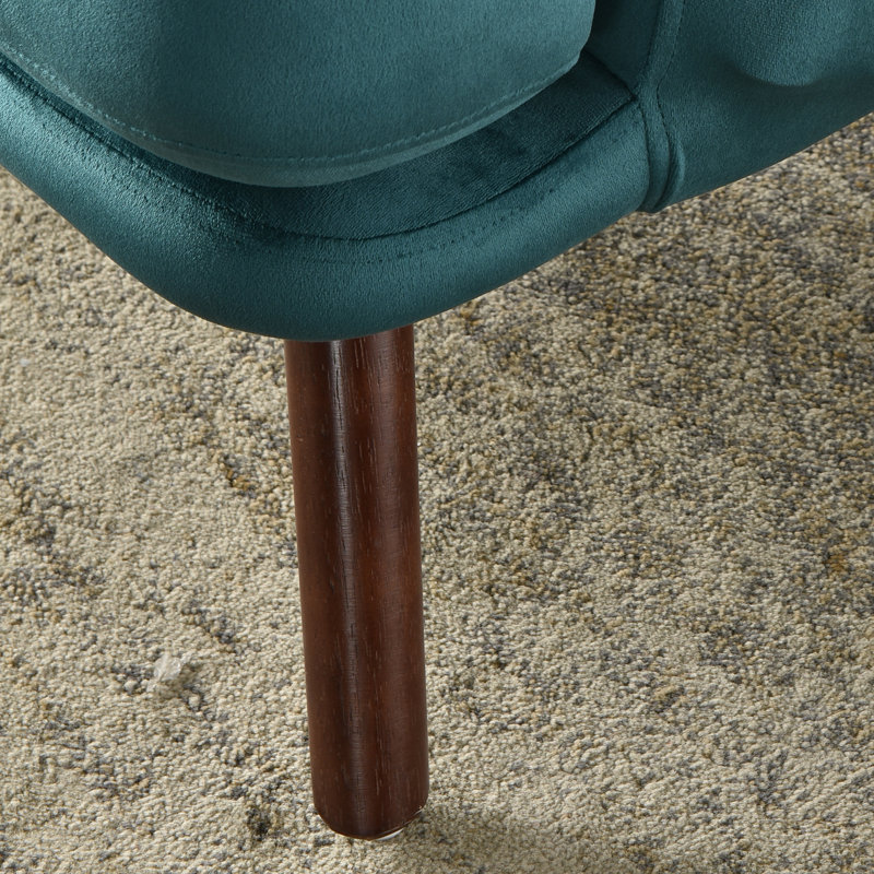 Méridienne large et repose-pieds 29,52 po Hogle, Velours vert foncé, Bois brun foncé