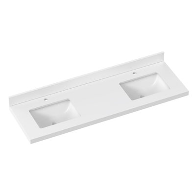 Plateau de meuble-lavabo double rectangulaire 60 po avec lavabo double 60 po