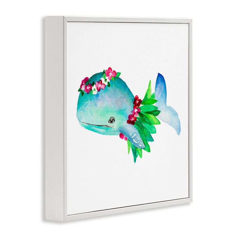 Jupe de baleine Hula, estampe numérique par Lanie Loreth, Estampe numérique encadrée blanc bord de mer, H 24 po x l 24 po