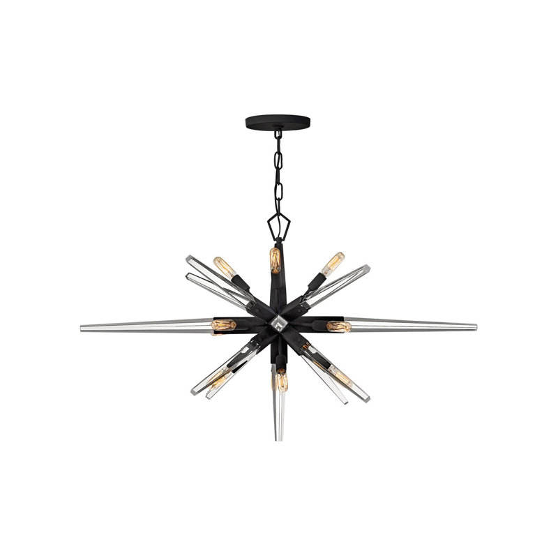 Ariel 12-Light Orb Starburst Chandelier w/ Crystal Spires, 20.25" H x 40" W x 26" D