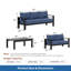 Ensemble de conversation de patio 3 pièces en aluminium 3 pièces, canapé d'extérieur 5 places avec coussins bleus épais et structure noire et table basse-61531840-61531842