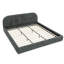 Très grand lit tapissier gris foncé, look minimaliste moderne, haute tête de lit incurvée, tissu, pieds pour le confort de la chambre à coucher, esthétique, structure robuste pour les pieds,-524963590