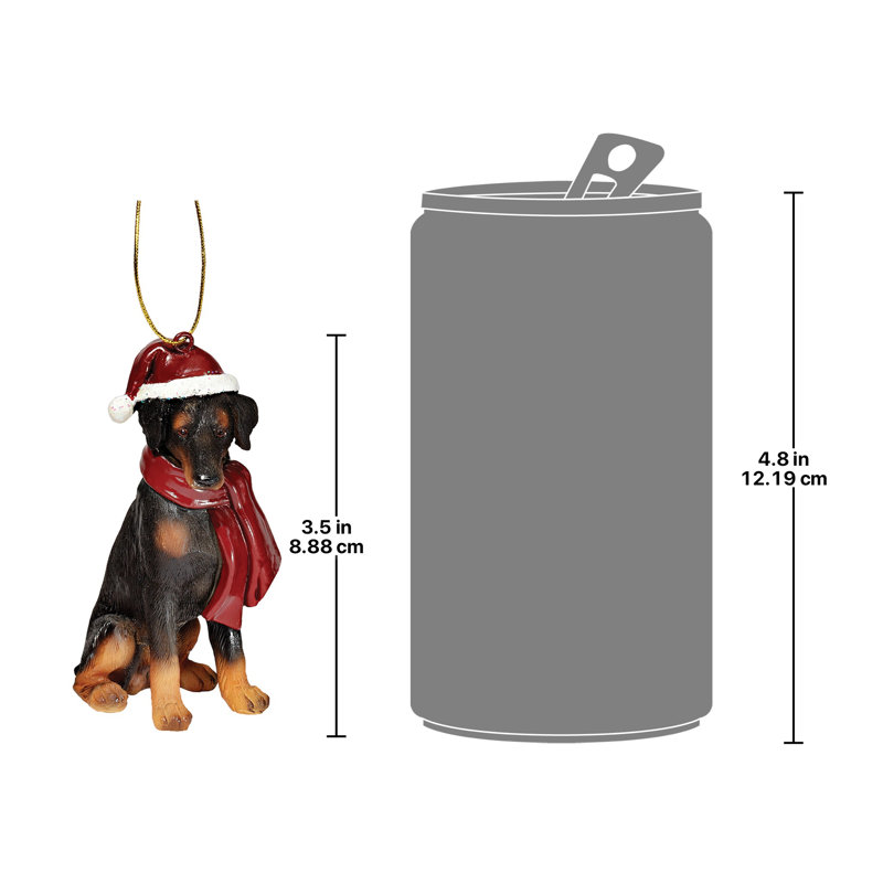 Festive Doberman Pinscher Holiday Resin Ornament with Santa Hat