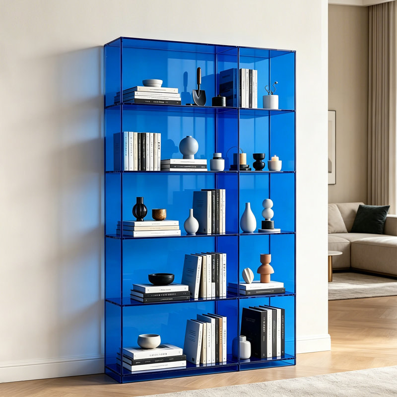 Bibliothèque transparente en acrylique, Dark Blue