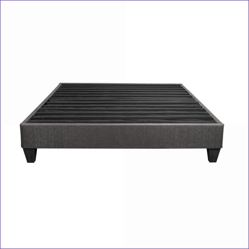 Twin XL Upholstered Platform Bed Frame, Dark Gray Linen Wood Base, No Box Spring Needed