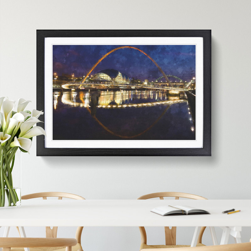 The Millennium Bridge in Newcastle - Picture Frame Graphic Art, Black Framed, 36cm H x 48cm W x 2cm D