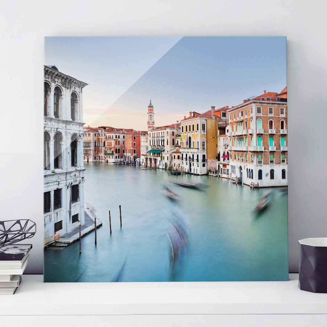 Glasbild Blick auf den Canal Grande von der Rialto-Brücke in Venedig