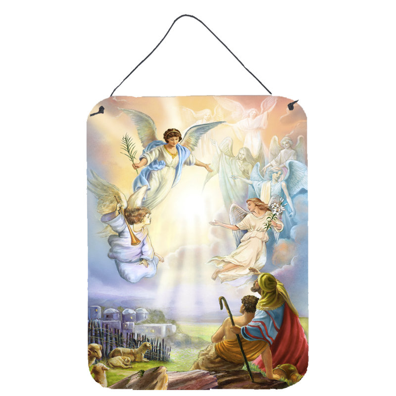 Berger et anges, reproduction d’art sur plaque