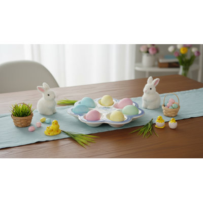 Easter Egg Plate With Blue Roses