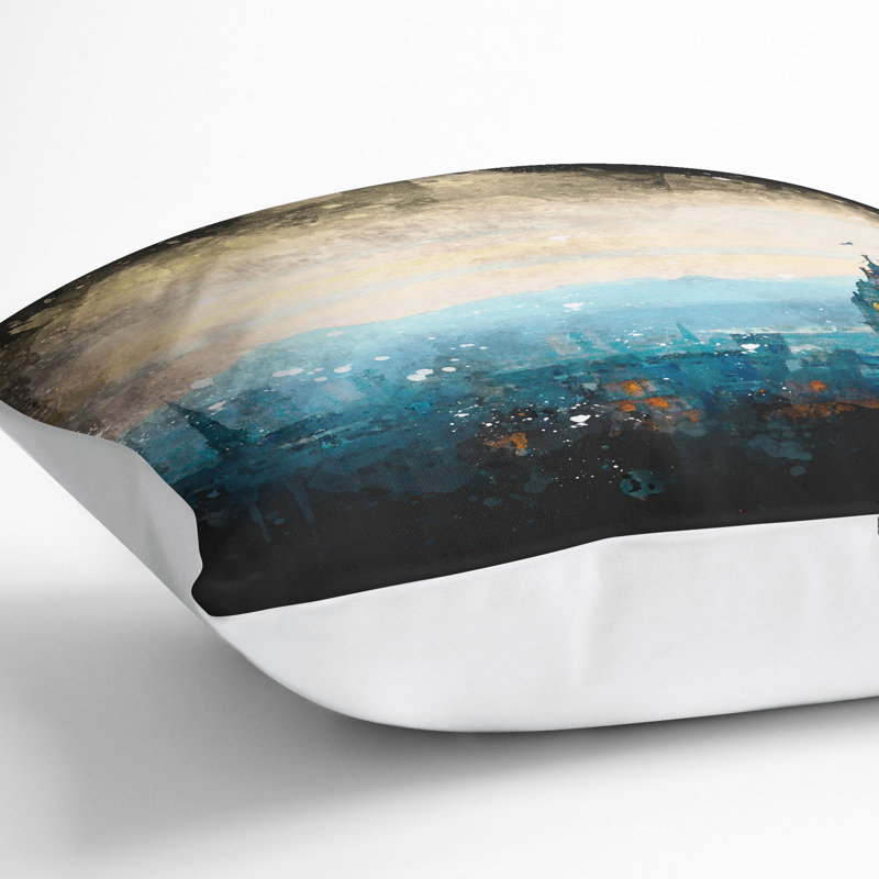 Edinburgh Skyline in Scotland Cushion with Filling, 40cm H x 40cm W x 15cm D, White