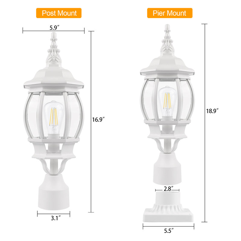 Benna 1-Light 18.9" H Hardwired Transparent Pier Mount Light, White