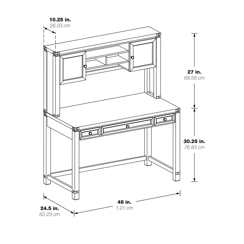 Bureau avec huche Hegg, Chêne champagne