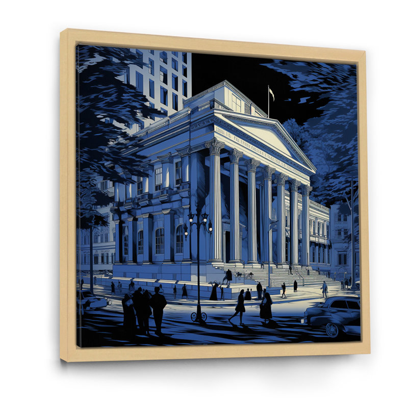 «Blueprint of Washington Architecture» sur impression sur toile, H 24 po x l 24 po x P 1 po, Cadre flottant brun