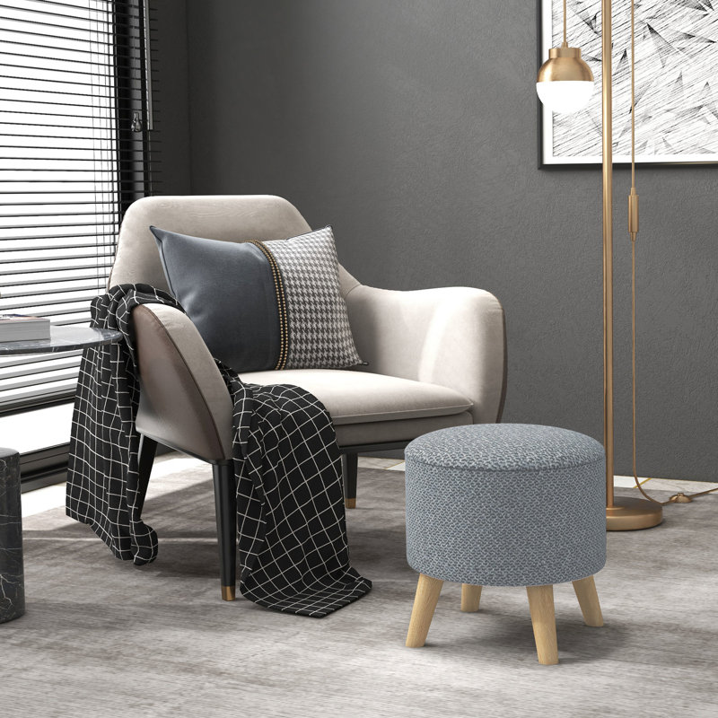 Round Grey Foot With Hidden Storage And Comfort Padding Cushion Box