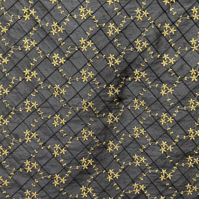 Orissa Fabric | Small Diamond Floral Embroidered Silk Fabric | Drapery & Curtain Fabric