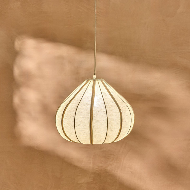 Teardrop Fabric Pendant Light - Natural, 27cm H x 36cm x 36cm D