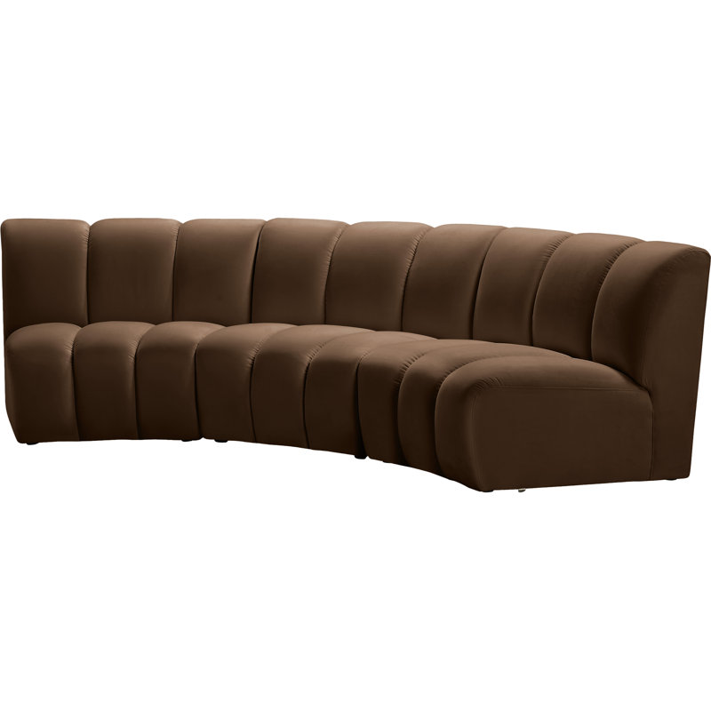 Canapé modulaire en velours Infinity, Velours brun, 3 pièces