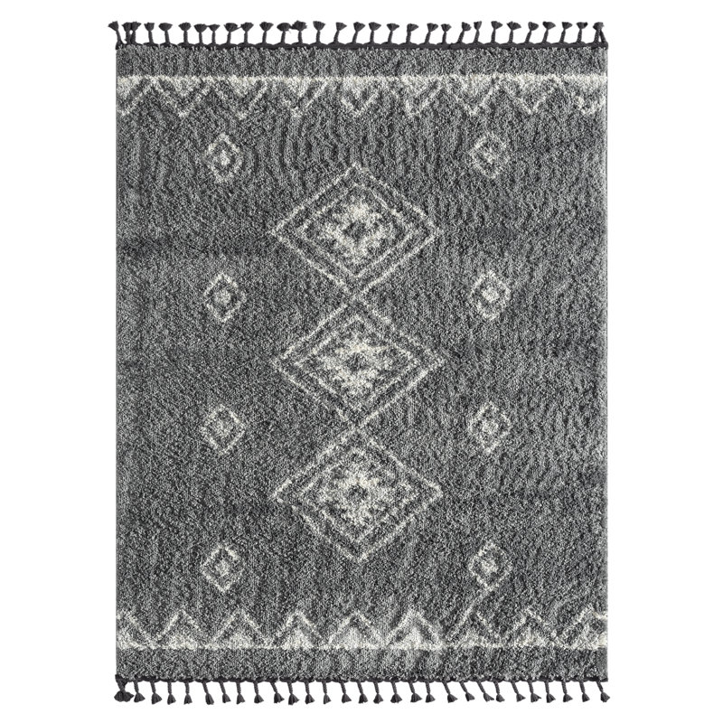 Tapis gris et ivoire Alejandrina, Rectangle 5 pi 3 po x 7 pi 6 po