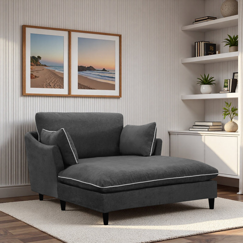 Chaise longue moderne avec coussins, Noir