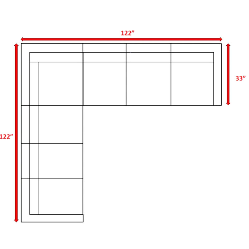 Canapé modulaire pour terrasse de 122 po de largeur avec résistance à la rouille - Coussins rembourrés de mousse