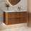 Base de meuble-lavabo simple 36 po seulement, base de meuble-lavabo brun avec plateau en pierre frittée blanche, poignée dorée, sans lavabo