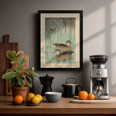 Ducks Beneath Willow Japandi - Framed Print