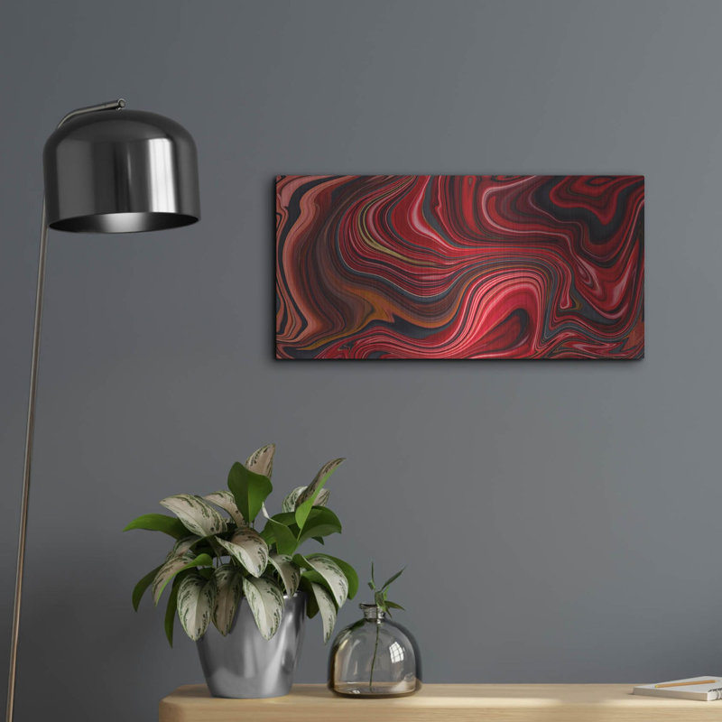 Ivy Bronx «Cherry Marble» par Luxe Portfolio, art mural en métal, H 12 po x l 24 po