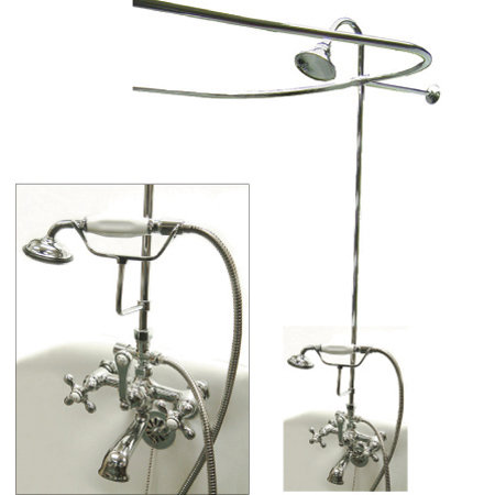 Polished Chrome Vintage Clawfoot Tub Faucet Package with Hand Shower