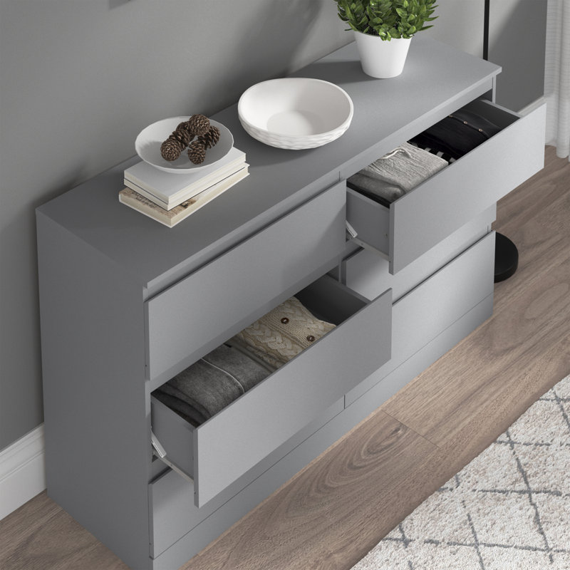 Aadaya 6-Drawer Dresser, Cool Gray