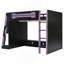Lit mezzanine double avec bureau, tablettes multiples et lumière RVB