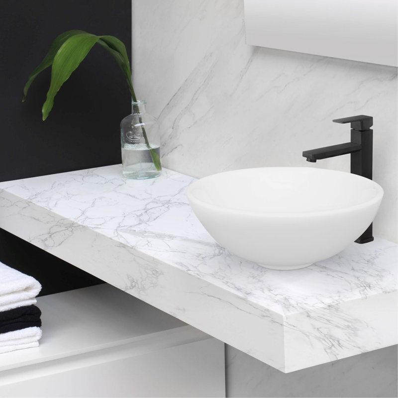 STYLISH Opulence Showy 16"L White Round Vessel Sink