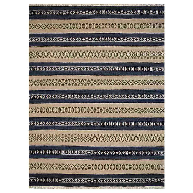 Melbourne Hand Woven Flat Weave Kilim Wool Eco-Friendly Area Rugs - Rectangle, Aqua Cream Color, Contemporary Modern Design, Low Pile Handmade Area Rugs for Living Room, Bed Room
