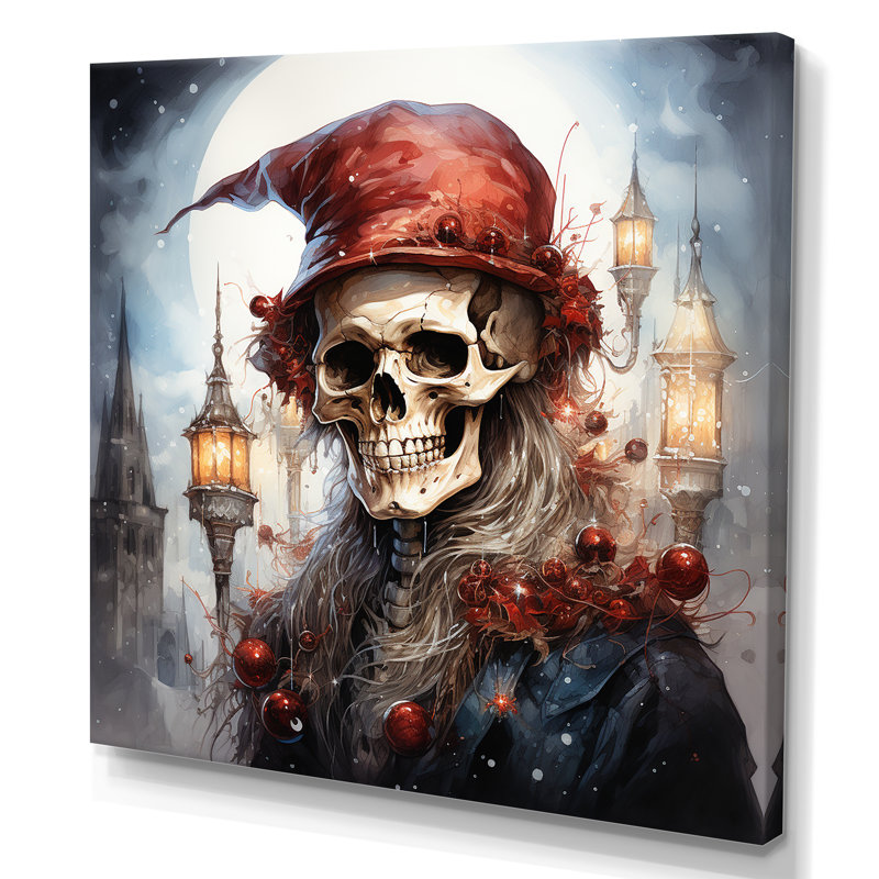 Cauchemar avant Noël Graveyard I - art mural mode crâne, H 30 po x l 30 po x P 1,5 po, Toile tendue