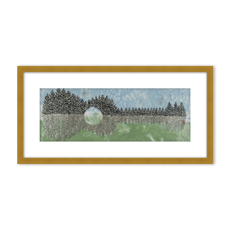 Nature Inspired "Emerald Waters" Canvas Wall Art By Karen Biery, 12" H x 24" W, Framed Print, Black
