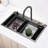 Flying Rain Waterfall Drop In Kitchen Sink Workstation With Pull-Out Faucet Single Bowl Kitchen Sink Stainless Steel Kitchen Basin With Cutting Board