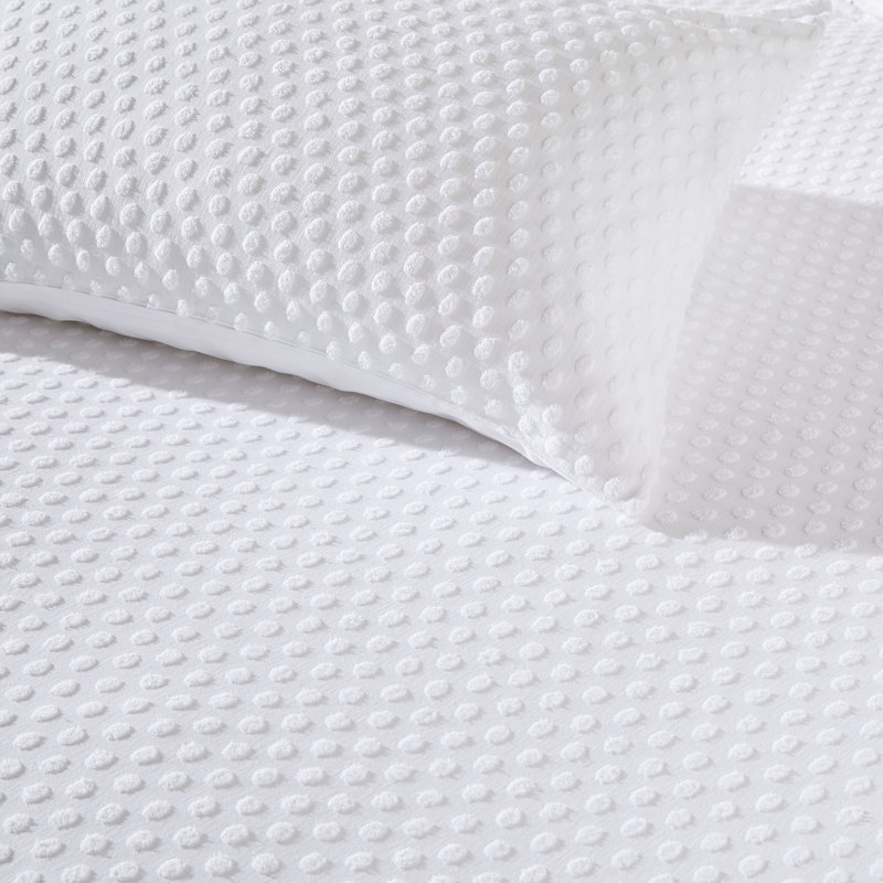 Cotton Dots Duvet Cover Set with Pillowcases Included, White, Single Duvet Cover + 1 Standard Pillowcase