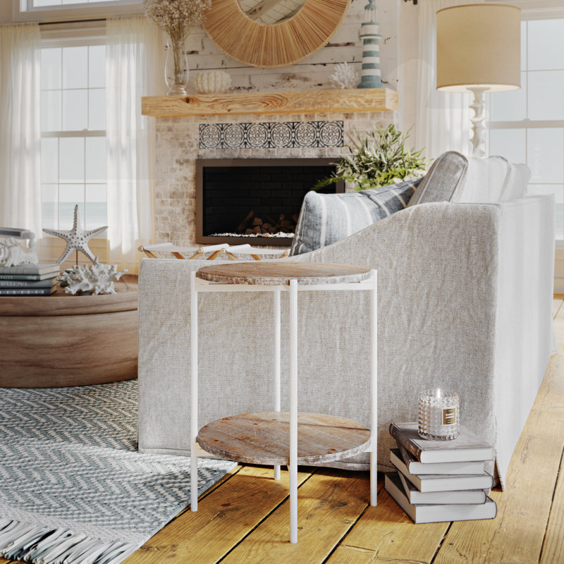 Table d'appoint moderne Kamryn, Blanc, Gris