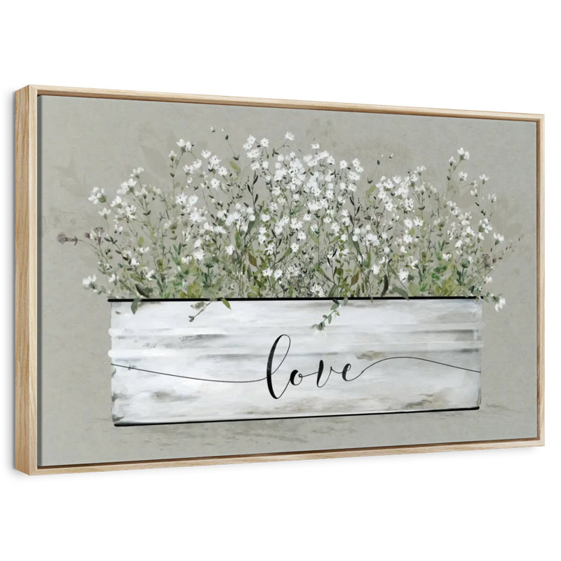 Bouquet de Grace Bucket Love, Cadre flottant en bois naturel, 31 po x 21 po