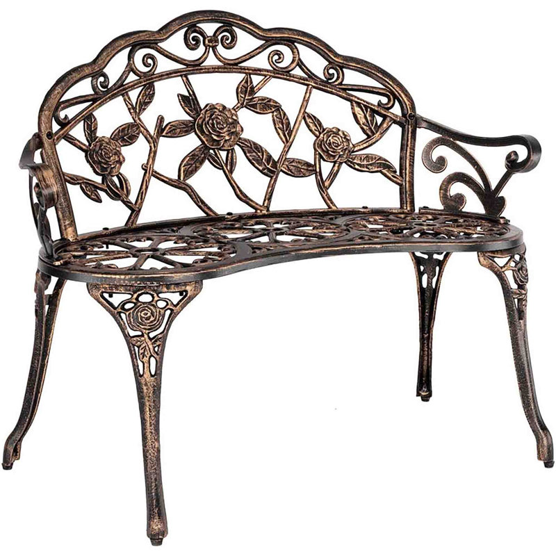 Metal Outdoor Bench, Antique Coppe