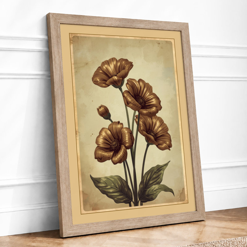 Carnation Studies Botanical - Framed Print, Oak, A3 - 42.0 x 29.7 cm