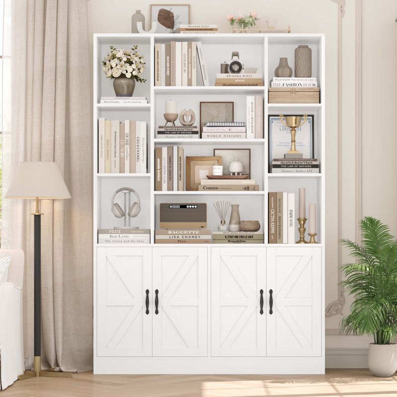 74.8'' H Storage Bookcase With 10 Open Shelves, White