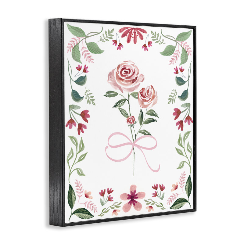Giclée encadrée de délicates roses, design par Kristen Brockmon, H 14 po x l 11 po, Giclée encadrée noir minuit