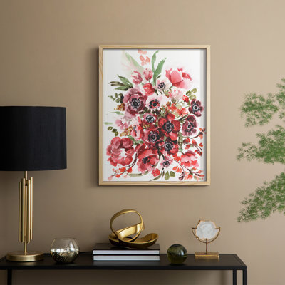 «Islandais Poppies II», reproduction encadrée - bois massif