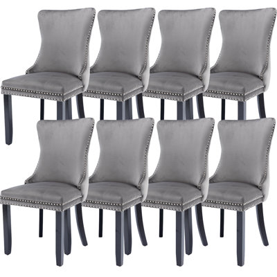 Velvet Upholstered Dining Chairs Kitchen Chairs Set of 8