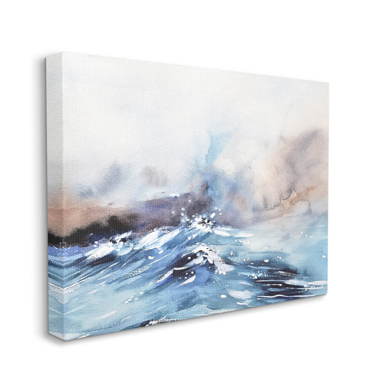 Toile abstraite, "Ocean Crashing Ocean Waves" par Lil 'Rue, H 16 po x l 20 po x P 1,5 po