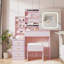 Bureau de coiffeuse, bureau de maquillage avec miroir lumineux coulissant, station de charge-110081083