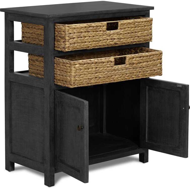 Gracie Oaks ClickDecor Nelson Storage Chest Cabinet with 2 Wicker