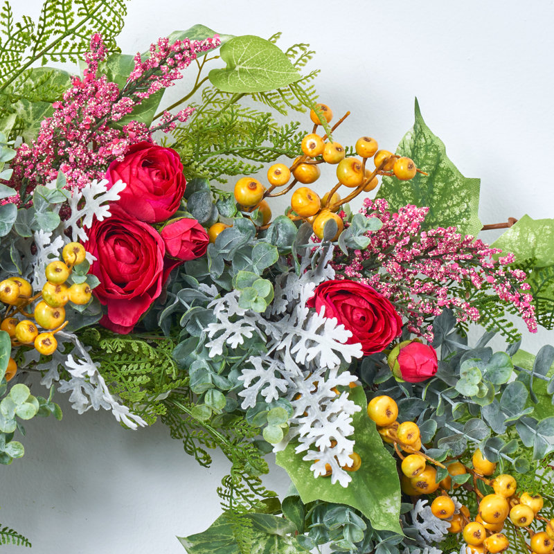 Couronne de soie Camelia Heather, H 30 po x l 30 po x P 6 po