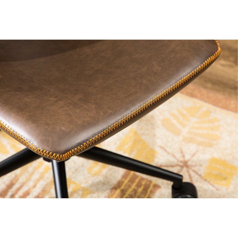 Fauteuil pneumatique pivotant à 360 degrés antique brun - siège en similicuir, revêtement confortable, structure en acier noir mat