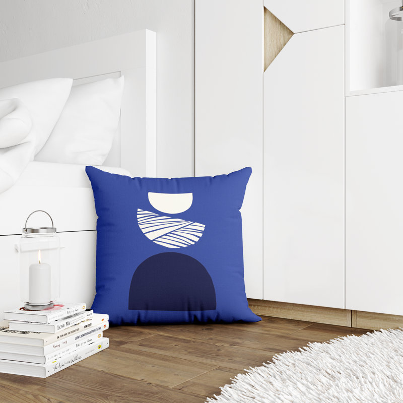 Jeté carré en polyester intérieur / extérieur, L 17 po x H 17 po, Bleu marine